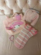Torebka nauszniki skarpetki różowy zestaw My Melody od Hello Kitty