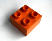LEGO DUPLO Klocek podstawowy budowlany 2x2 piny pomarańczowy średni 