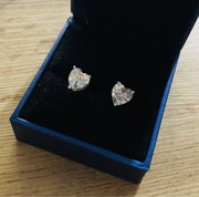 Kolczyki wkręty srebrne serduszka oczko krysztalowe