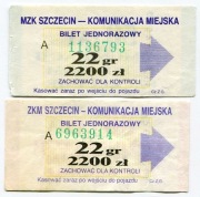 Bilety MZK, ZKM Szczecin - 2x 22gr/2200zł, różne warianty, reklama