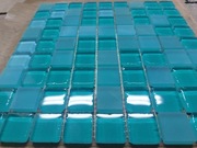 Mozaika szklana 25x25cm niebieska z kostkami satynowymi