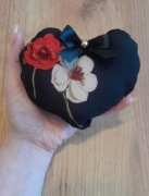 Nowa zawieszka w kwiatowy wzór Serduszko 12cm+wstążka Czerwony mak