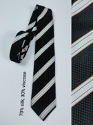 Jedwabny czarny krawat męski we wzory viscose silk jedwab wiskoza