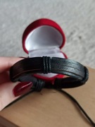 Czarna męska bransoletka z eko skóry regulacja regulowana bransoletka