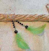 Długie srebrne kolczyki z piórami 