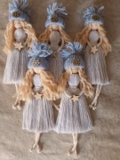 Świąteczny aniołek, makramowy, 9 x 23 cm