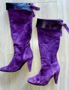 Zamszowe kozaki na obcasie Venezia skóra 37