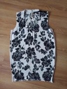 Biała bluzka bez rękawów w czarne kwiaty, H&M S/M