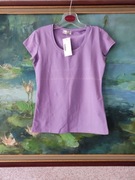 nowy t-shirt koszulka top bluzka z krótkim rękawem lila fiolet