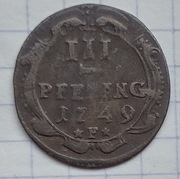 #2348 Niemcy Wismar 3 fenigi 1749 F RZADKA