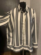 H&M bluzka koszula tunika satyna pasy paski duża oversize