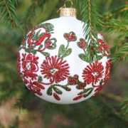 Haft opolski - folkowa bombka polskie rękodzieło