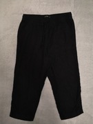 Czarne lniane eleganckie spodnie szorty krótkie spodenki rybaczki F&F 40