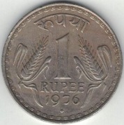 Indie 1 rupia 1976 B - 28 mm - Bombaj