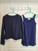 Bluza granatowa 146/152 dziewczynka + koszulka na ramiączkach PEPCO