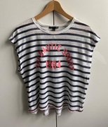 Mango T-shirt koszulka w biało-granatowe paski S