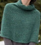 Poncho wełniane, otulacz | MERINO & ALPAKA | zielony leśny | S/M | handmade