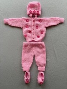 Komplecik niemowlęcy 1-12 Czapeczka,sweterek,spodenki ,buciki.Rękodzieło