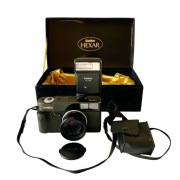 Konica HEXAR + Hexar 35mm f/2 + lampa błyskowa + oryg. pudełko, Japan