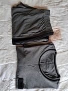 Piżama męska, bawełniana, szara z czarnymi lamówkami