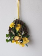 Wianek Wielkanocny Rękodzieło Żonkile Kurczaczek Wiosenny Stroik na Drzwi