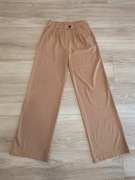spodnie dzwony karmelowe z szerokimi nogawkami beżowe brązowe 34 XS