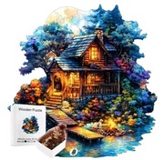 Puzzle drewniane 3d dom nad jeziorem układanka christmas prezent na święta 