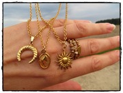 Łańcuszek złocona stal nierdzewna ZAWIESZKA muszla słoneczko księżyc