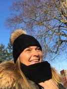 CZAPKA kaszmir merynos czarna gruba zimowa