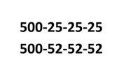2 PLATYNOWE Numery 500-25-25-25 i 500-52-52-52