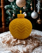 Świeca z naturalnego wosku pszczelego Bombka w jodełki Zielony Świecownik