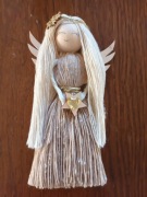 Świąteczny aniołek, makramowy, 7 x 14 cm