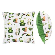 Poszewka 40x40 cm Żabki w stawie Ślimaki tatarak Żaby - Bawełna