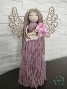 Stojący anioł stróż z makramy, aniołek na prezent,na urodziny, na rocznicę 