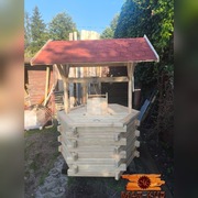 Studnia ogrodowa, zabudowa drewniana studni dryny studni głębinowej 