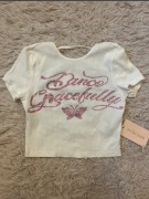 Biała bluzka odkryte plecy top z cekinami