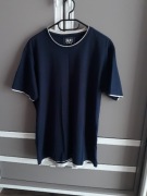 Granatowy t-shirt męski koszulka z krótkim rękawem rozmiar XL gładki