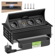 Gniazdo wpuszczane z USB C PD 20W 3-krotne z ładowarką indukcyjną 15W