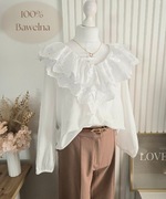 Koszula damska 38 M biała falbanki haftowana 100% bawełna cotton bdb dekolt