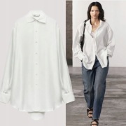 ZARA koszula oversize, 100% jedwab naturalny, ecru, ZW COLLECTION, M - L/XL