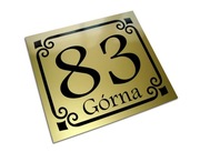 Dekoracyjna METALOWA tabliczka adresowa numer domu 25x20 G budynku złoty