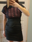 Sukienka S mini czarna z koronką 