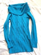 H&M, xs, 12lat, dłuższy, niebieski sweter 