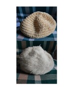 dwustronna ciepła czapka toczek beret nakrycie głowy angora wełna moher 