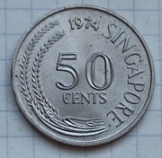 #2564 Singapur 50 centów 1974  piękna 