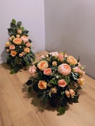 Stroik na grób, kompozycja na cmentarz, wiązanka z wazonem , zestaw.LU8K