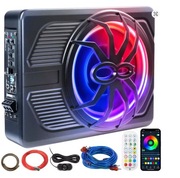 Głośnik subwoofer aktywny Pod siedzenie LED RGB + okablowanie