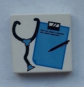 LEGO 3068pb0037 Biała płytka 2 x 2 ze stetoskopem i długopisem 36575