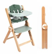 KRZESEŁKO DO KARMIENIA DREWNIANE 3w1 DRÖMMER UNIQUE ZIELEŃ Z TACKĄ I PASAMI