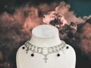 Gotycki choker z krzyżami koralikami Stal chirurgiczna nierdzewna 304